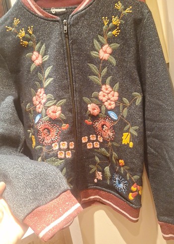 zara Nakışlı Bohem genç kız Ceket - Görsel 6