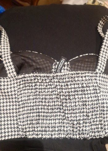 zara Siyah beyaz Desenli Midi Büstiyer - Görsel 5