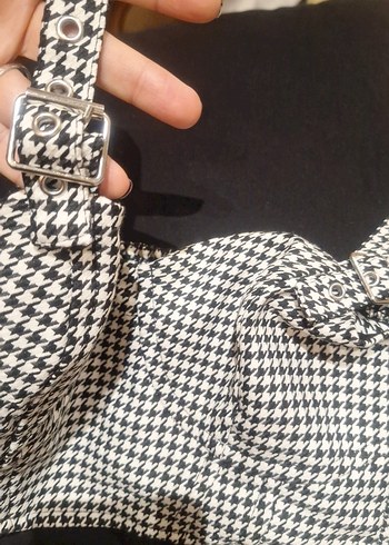 zara Siyah beyaz Desenli Midi Büstiyer - Görsel 2