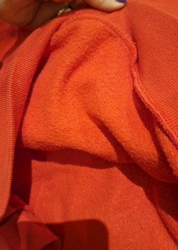 h&m Kadın Kırmızı Fermuarlı Kapüşonlu Sweatshirt - Görsel 8