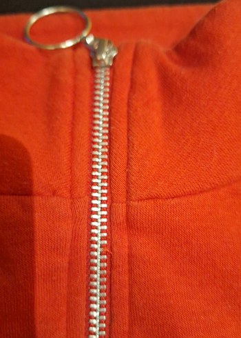 h&m Kadın Kırmızı Fermuarlı Kapüşonlu Sweatshirt - Görsel 9