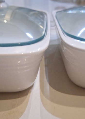 porselen iki Cam Kapaklı Yemek Isıtıcı Seti fırından sofraya - Görsel 2