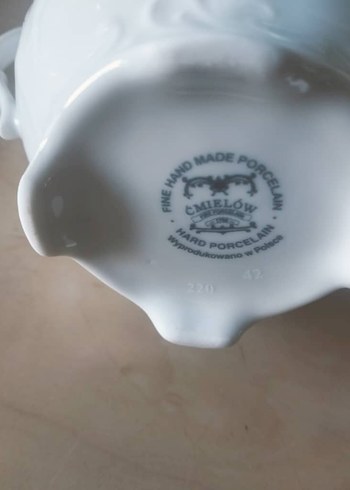 vıntage el yapımı Gümüş Gri ve Beyaz Emelot Porselen Çay Seti - Görsel 2