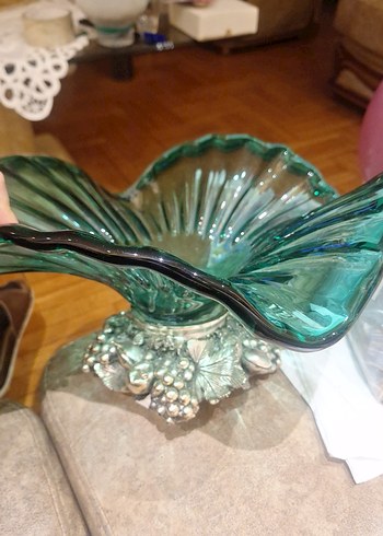 vintage büyük boy yeşil murano 39cm - Görsel 12