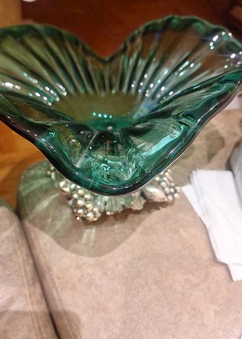 vintage büyük boy yeşil murano 39cm - Görsel 15