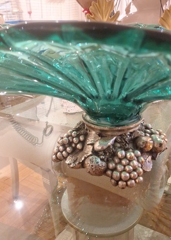 vintage büyük boy yeşil murano 39cm - Görsel 4