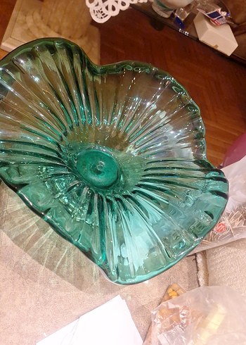 vintage büyük boy yeşil murano 39cm - Görsel 14