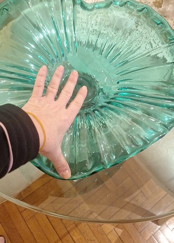 vintage büyük boy yeşil murano 39cm - Görsel 7