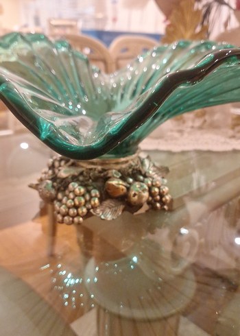vintage büyük boy yeşil murano 39cm - Görsel 5