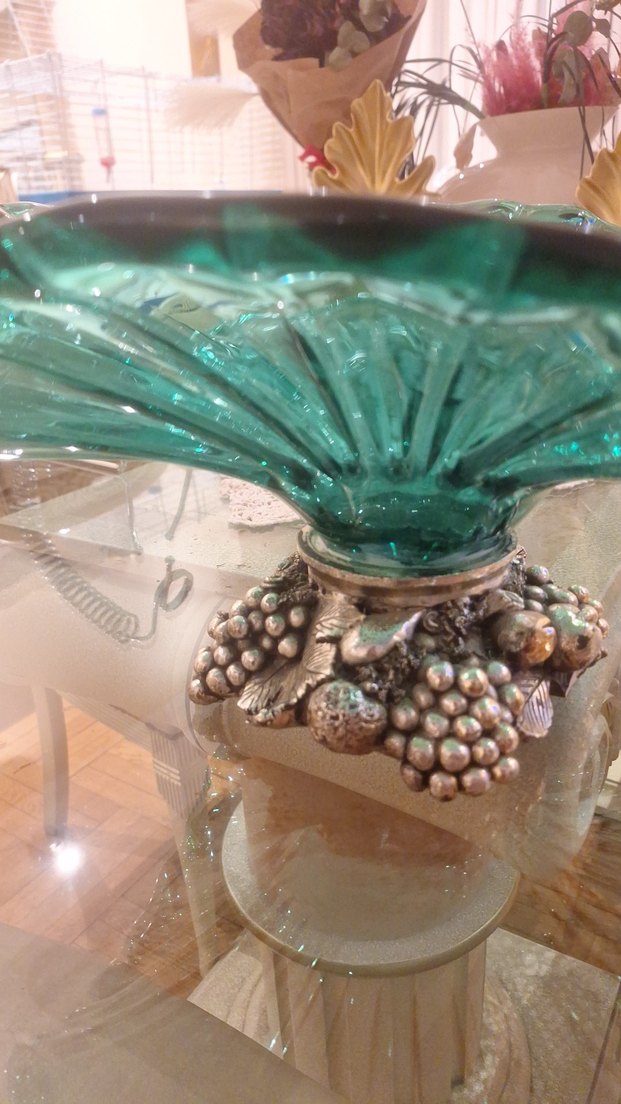 vintage büyük boy yeşil murano 39cm - Görsel 4