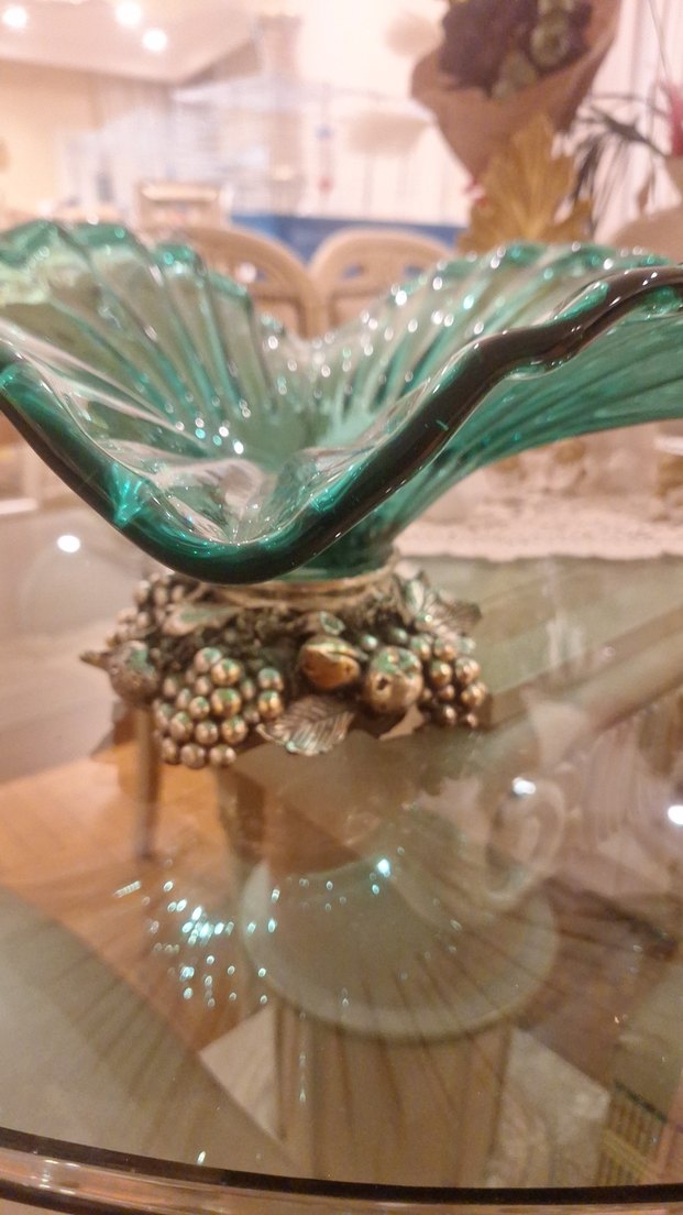 vintage büyük boy yeşil murano 39cm - Görsel 5