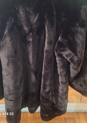 peluş salaş yumuşacık Koyu Kahverengi Kadın Suni Kürk palto - Görsel 2