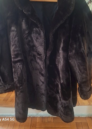 peluş salaş yumuşacık Koyu Kahverengi Kadın Suni Kürk palto - Görsel 4