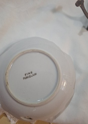 vintage Beyaz Dekoratif Porselen Tabak 12cm - Görsel 3