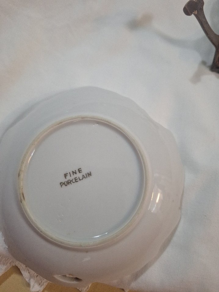 vintage Beyaz Dekoratif Porselen Tabak 12cm - Görsel 3