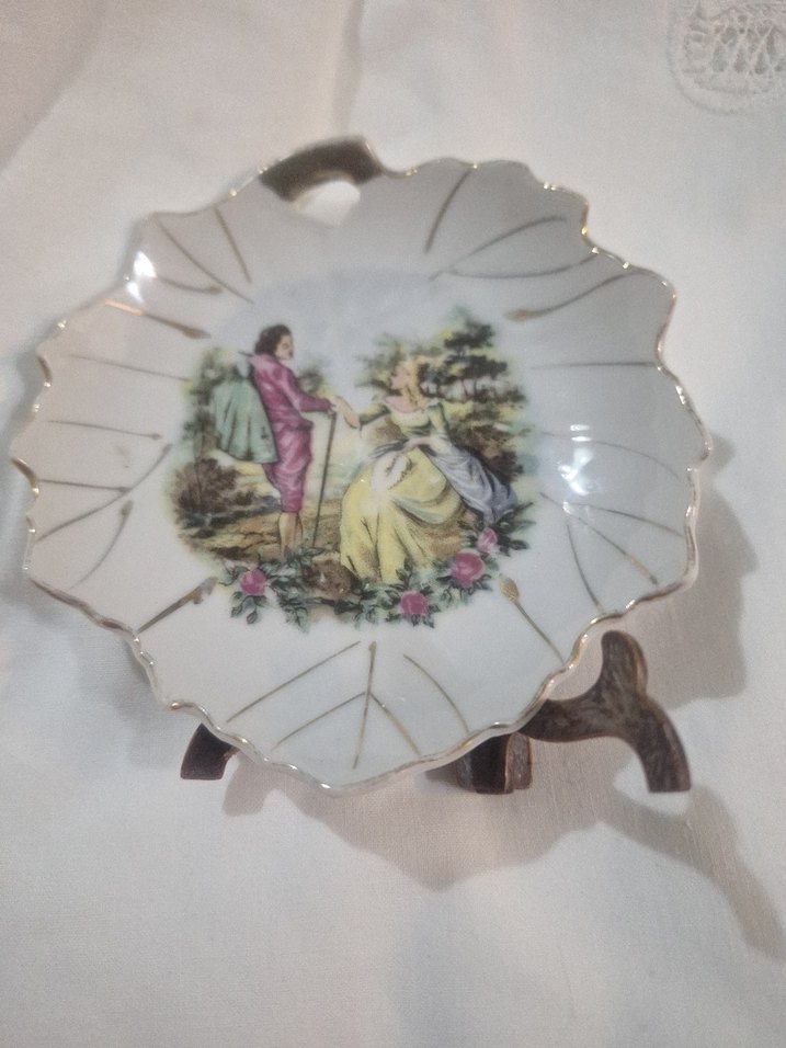 vintage Beyaz Dekoratif Porselen Tabak 12cm - Görsel 2