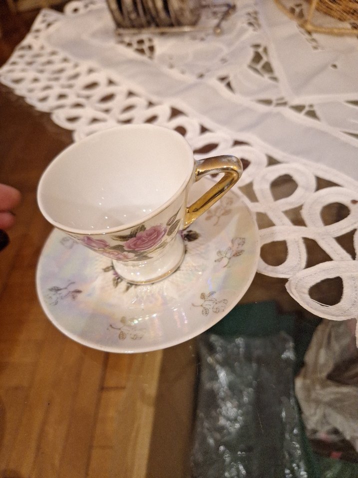 vintage 4lü Çiçek Desenli Porselen kahve Fincan takımı ninemden - Görsel 3