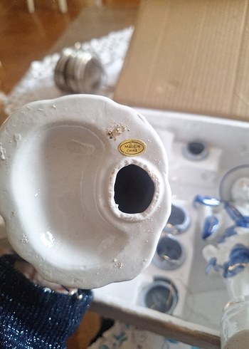 Mavi Detaylı Seramik Figürin Seti - Görsel 7