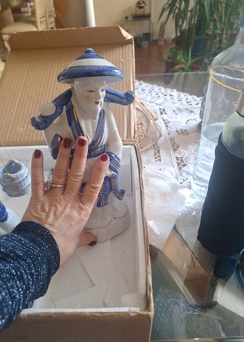 Mavi Detaylı Seramik Figürin Seti - Görsel 10