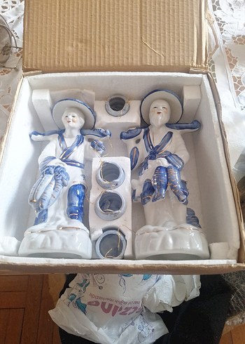 Mavi Detaylı Seramik Figürin Seti - Görsel 8