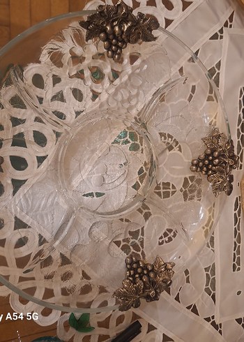 Çerezlik sunumşuk Nakışlı Parlak Servis Tabağı - Görsel 2