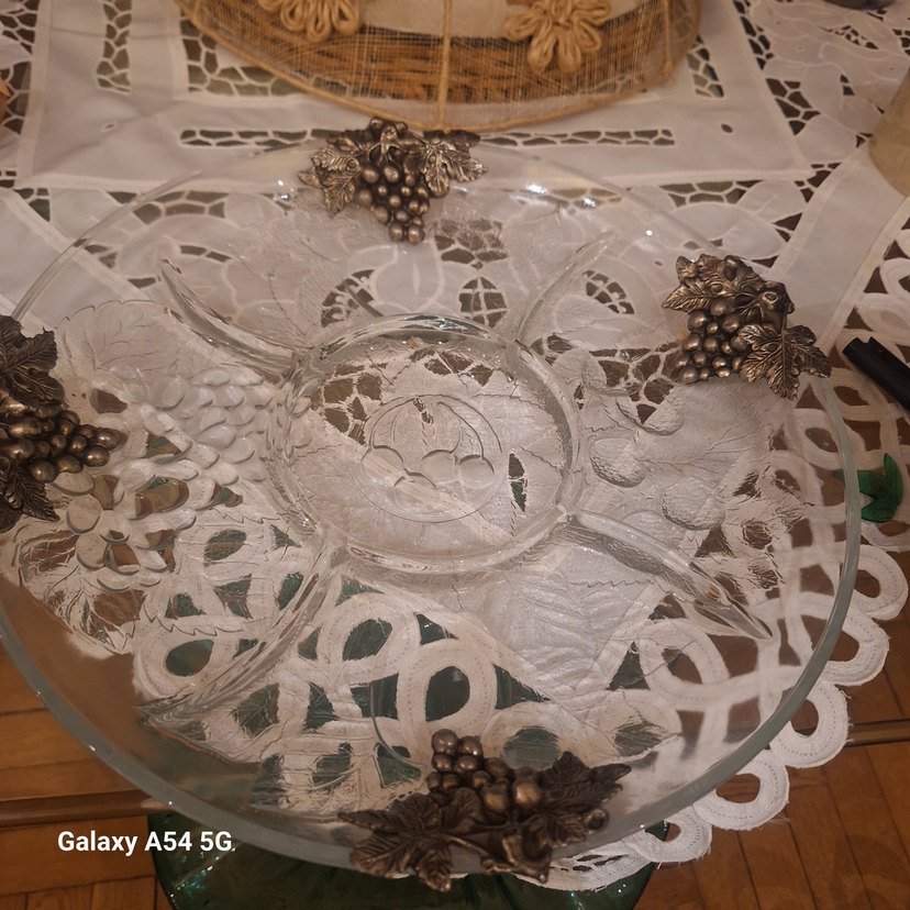 Çerezlik sunumşuk Nakışlı Parlak Servis Tabağı - Görsel 3