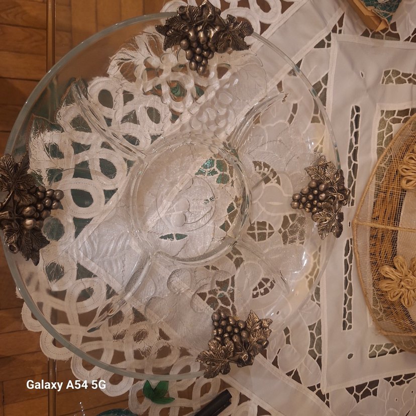 Çerezlik sunumşuk Nakışlı Parlak Servis Tabağı - Görsel 2