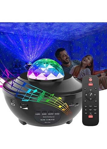 Beden siyah Renk Led Yıldız Bluetooth Hoparlör Usb Projektör Okyanus Dalgası 21 M