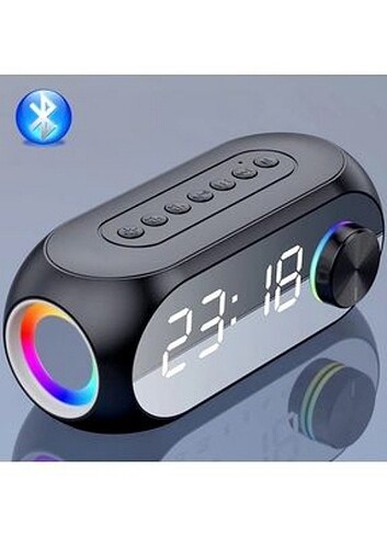 Bluetooth S8 RGB Led Işıklı Dijital Saat Alarm Şarjlı Hoparlör M - Görsel 3