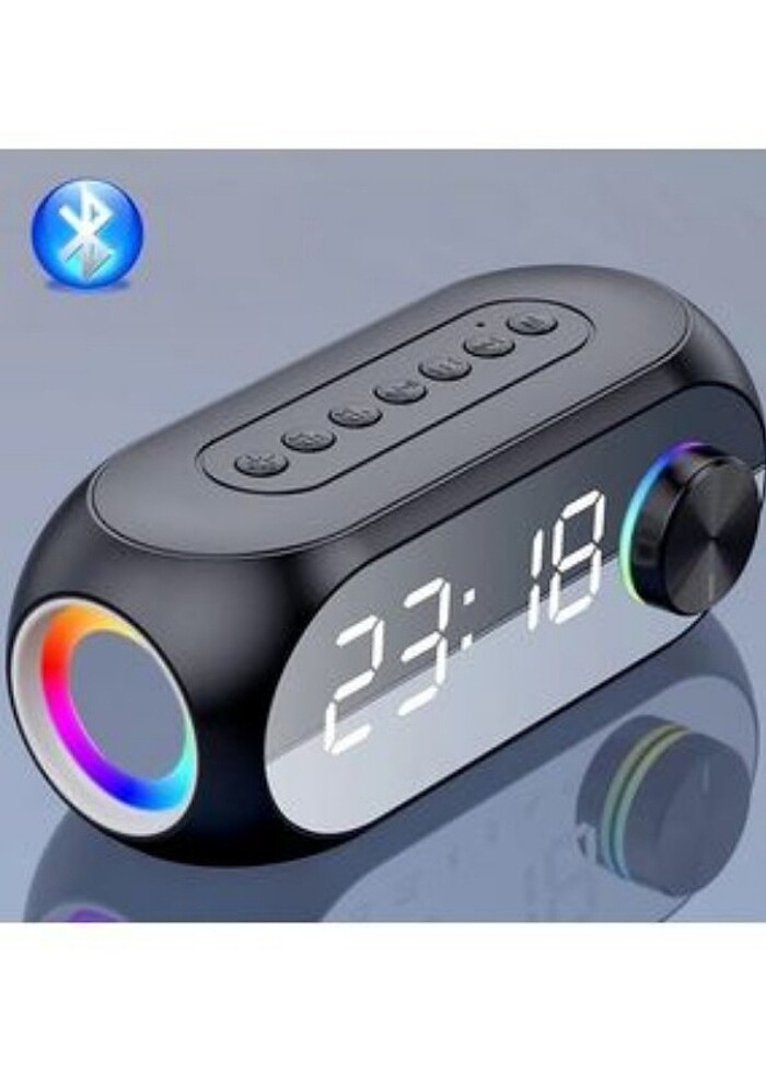 Bluetooth S8 RGB Led Işıklı Dijital Saat Alarm Şarjlı Hoparlör M - Görsel 3
