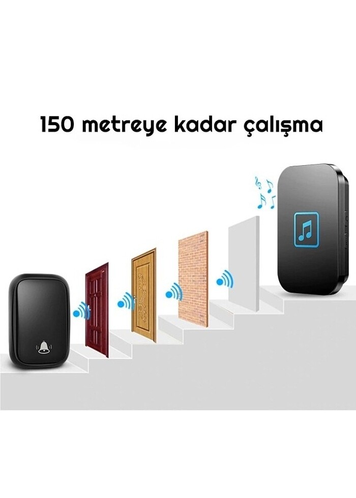 Buton 1 Alıcı Pil Gerektirmeyen Kablosuz Led Kapı Zili

 - Görsel 3