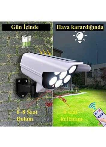 Sensörlü Solar 77 Led Hırsız Caydırıcı Sahte Kamera Lamba - Görsel 4