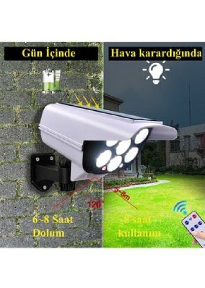 Sensörlü Solar 77 Led Hırsız Caydırıcı Sahte Kamera Lamba - Görsel 4