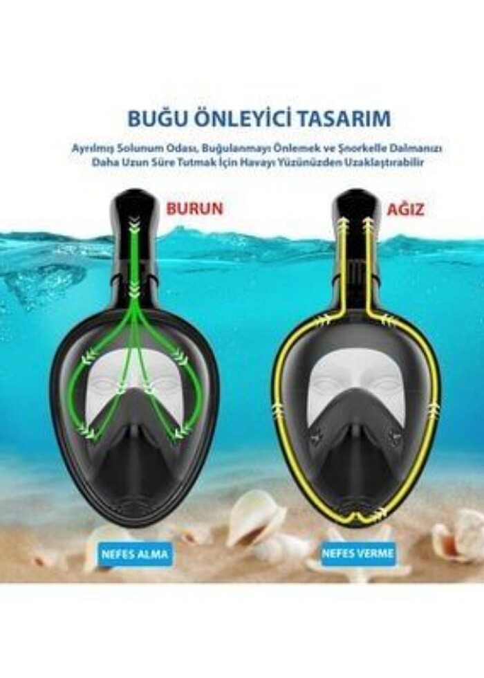 Tam Yüz Dalış Maskesi Slikon Şnorkel Full Face

 - Görsel 2