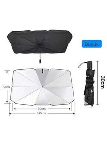 Araç İçi Ön Cam Güneşliği, Katlanabilir Şemsiye Şeklinde Otomobi - Görsel 4