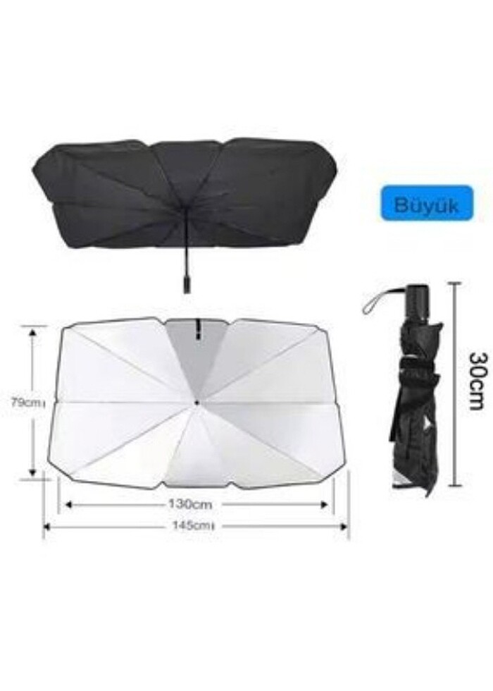 Araç İçi Ön Cam Güneşliği, Katlanabilir Şemsiye Şeklinde Otomobi - Görsel 4