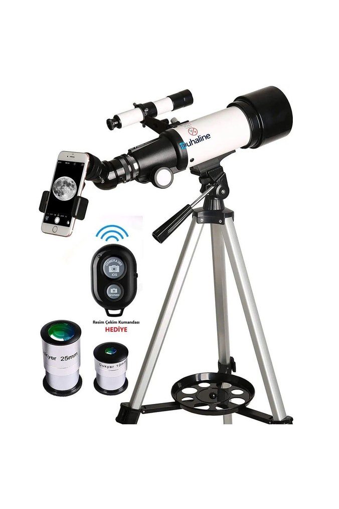 Beyaz Teleskop Seti 25mm ve 10mm Gözlem Lensleri 150 x çantalı - Görsel 2