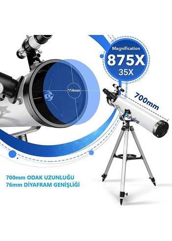 Beyaz Teleskop ve Filtre Seti 875x - Görsel 3