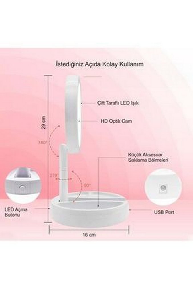 Diger Beyaz Işıklı Makyaj Aynası - Görsel 5