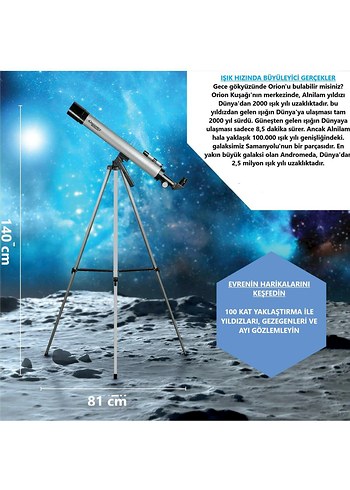 50mm Objektifli 100X Teleskop Tripodlu - Görsel 2