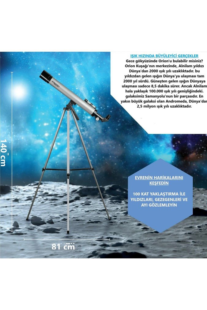 50mm Objektifli 100X Teleskop Tripodlu - Görsel 2