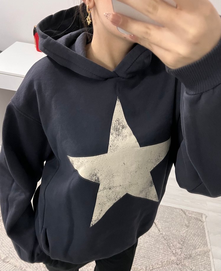 Gri Kapüşonlu Rahat Kesim Kadın Sweatshirt - Görsel 4