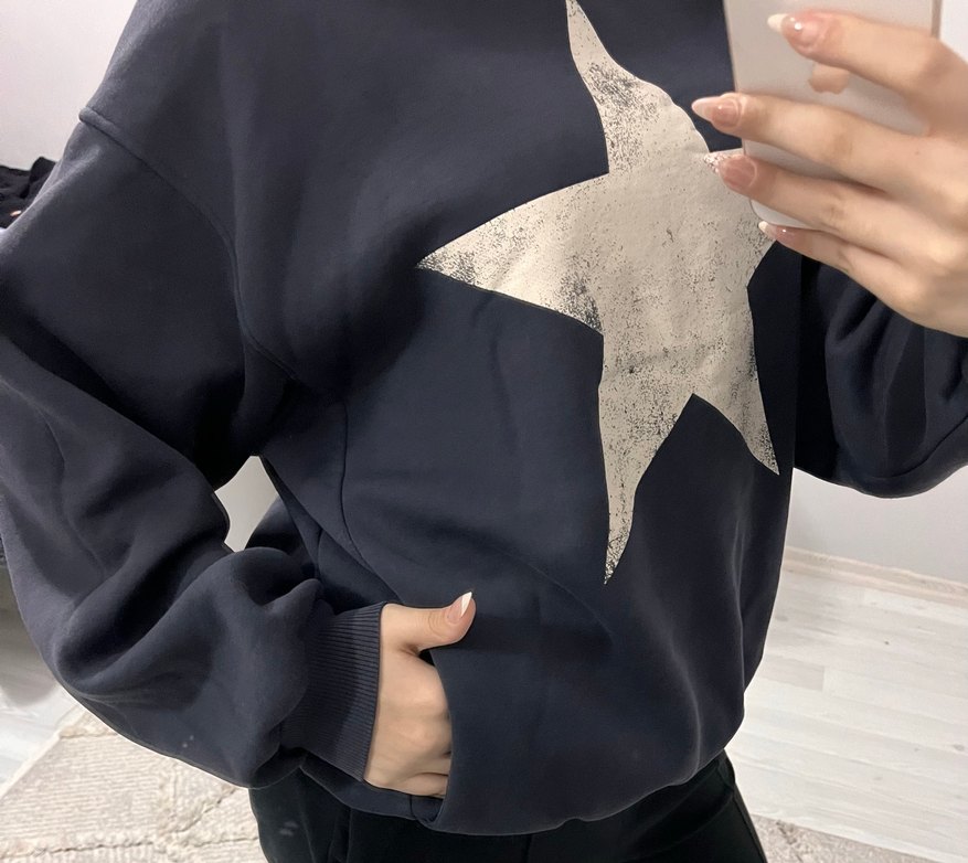 Gri Kapüşonlu Rahat Kesim Kadın Sweatshirt - Görsel 3