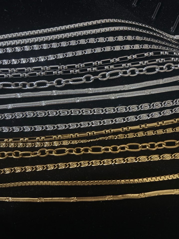 Gold - Gümüş Renk Çelik Zincir Detaylı Bileklik Kolye - Görsel 3