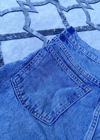 Düğmeli Mavi Kadın Denim Pantolon - Görsel 4