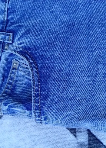 Düğmeli Mavi Kadın Denim Pantolon - Görsel 3