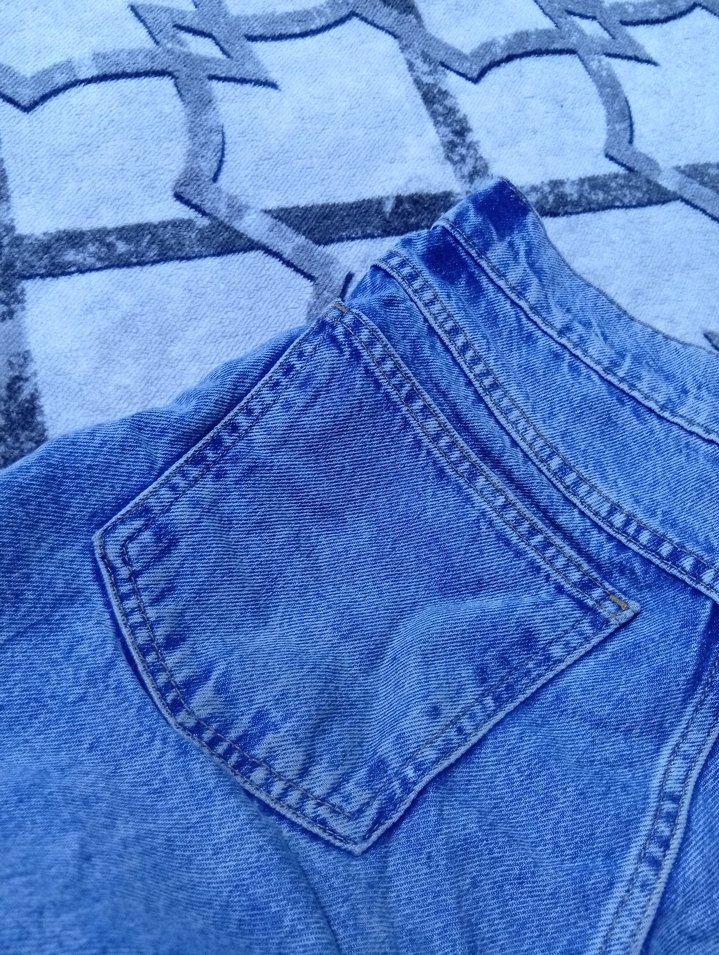 Düğmeli Mavi Kadın Denim Pantolon - Görsel 4