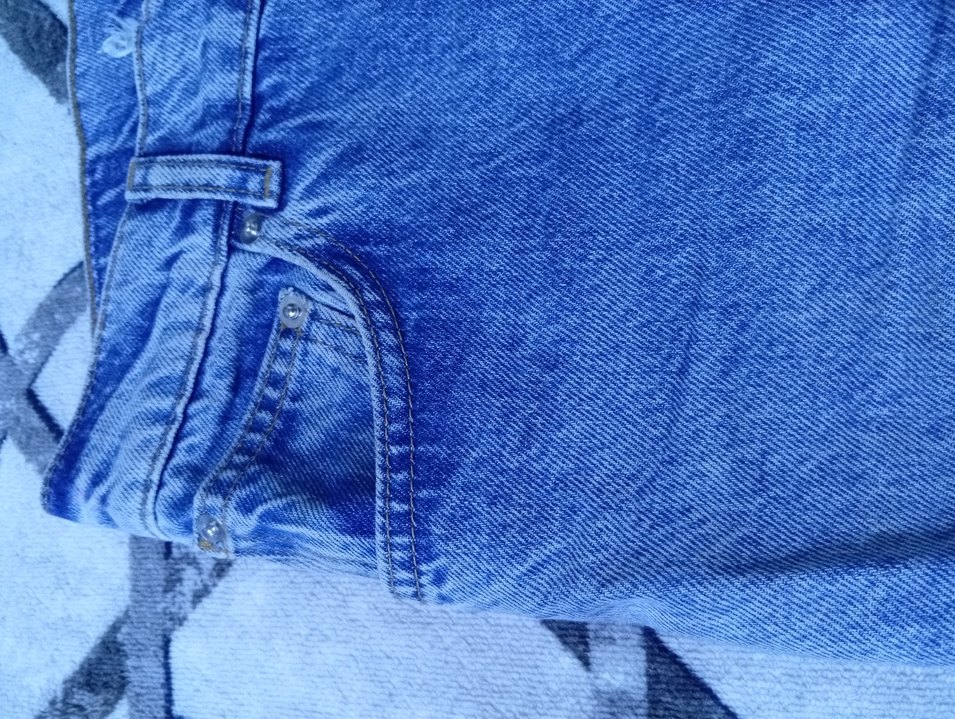 Düğmeli Mavi Kadın Denim Pantolon - Görsel 3