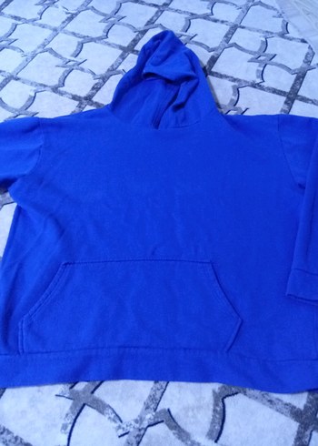 Mavi V Yaka oversize sweatshirt - Görsel 2