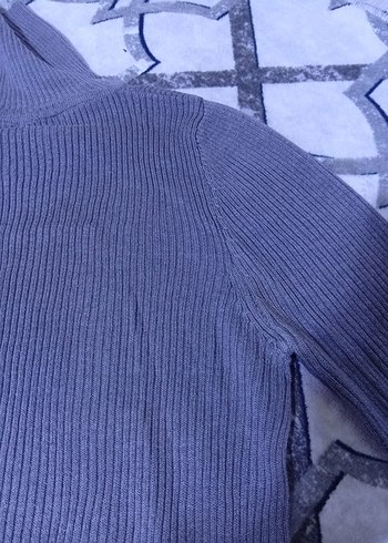 Gri Kadın Boğazlı İnce Triko Kazak - Görsel 3